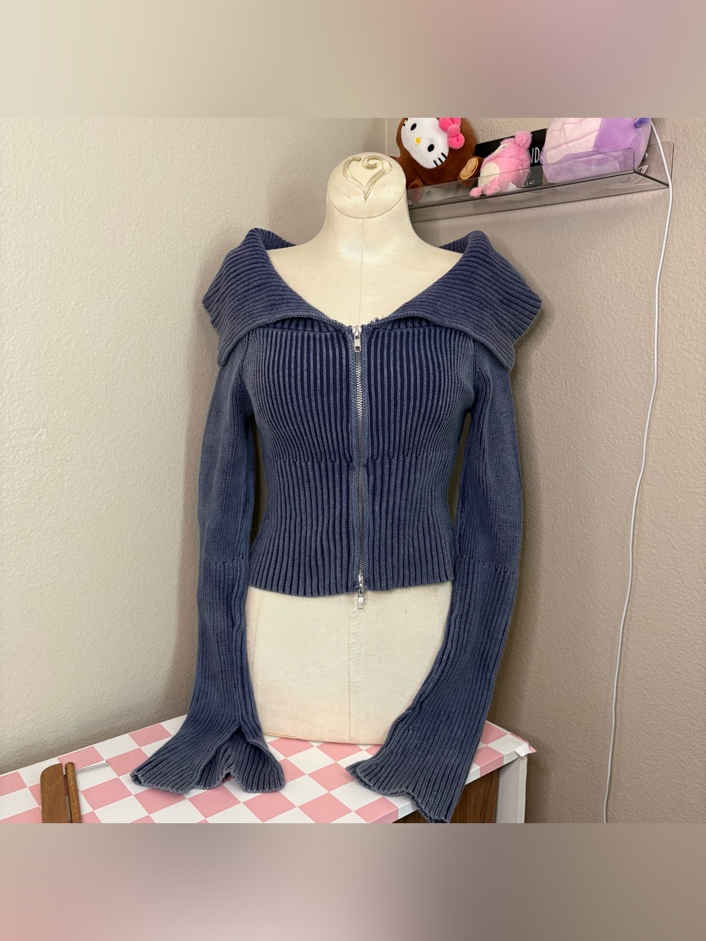 Tic toc Los Angeles viral cotton ribbed full zip pullover sweater trendy aesthet